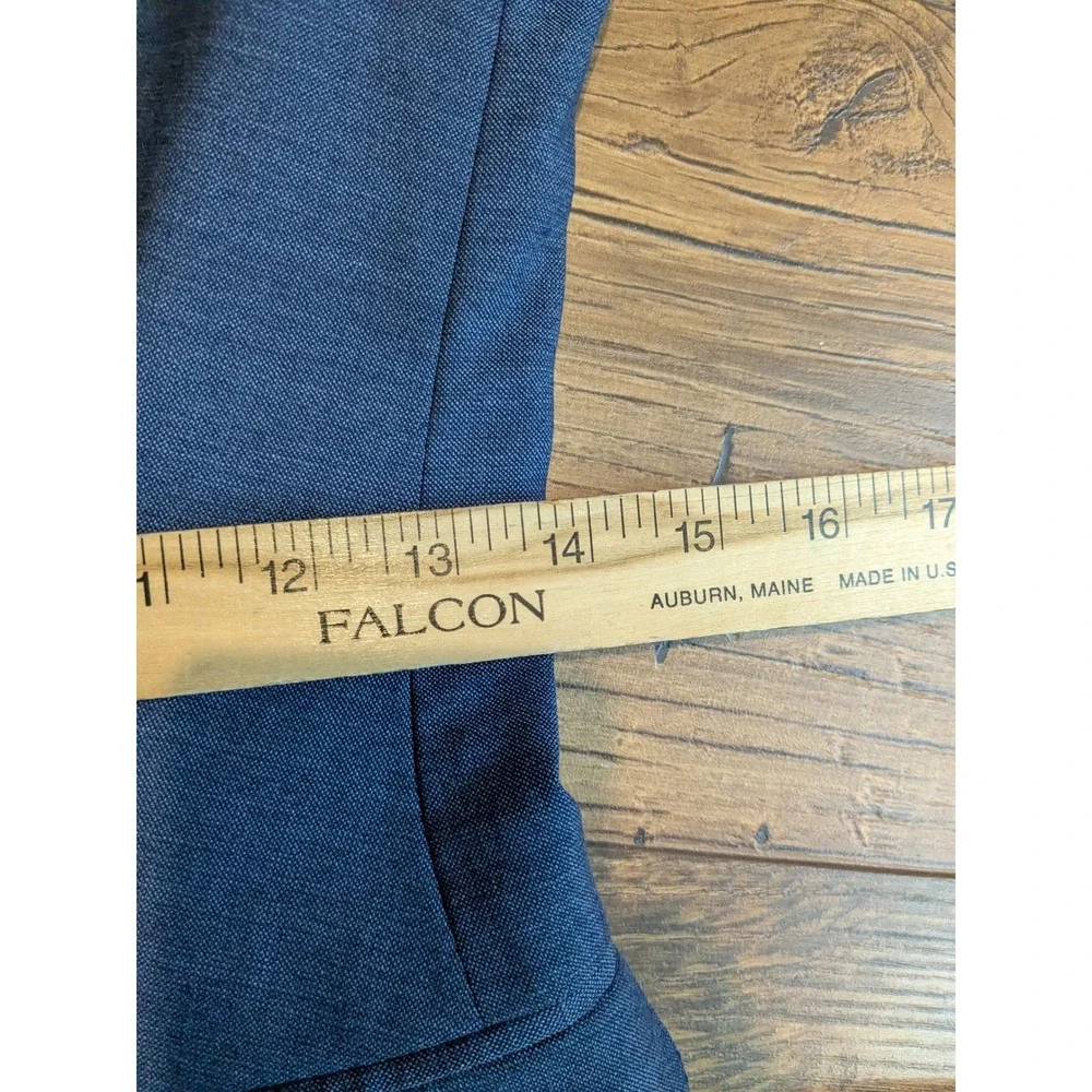 NWOT SUISTUDIO Women's Blue Wool Suit Set Blazer‎ 32R Pants 24x29 READ